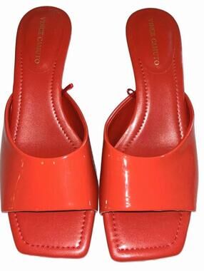 Vince Camuto Square Toe Kitten Heel Mules Sandal "Red" Women's 8.5M | NEW